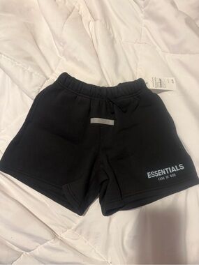 Essentials Black Logo Fleece Shorts